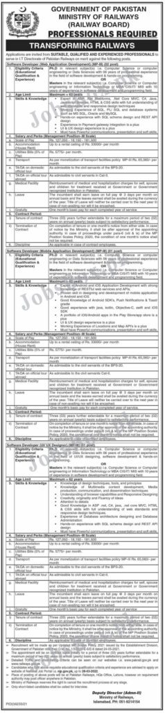 Ministry of Railways Railway Board Jobs 2022 for Professionals