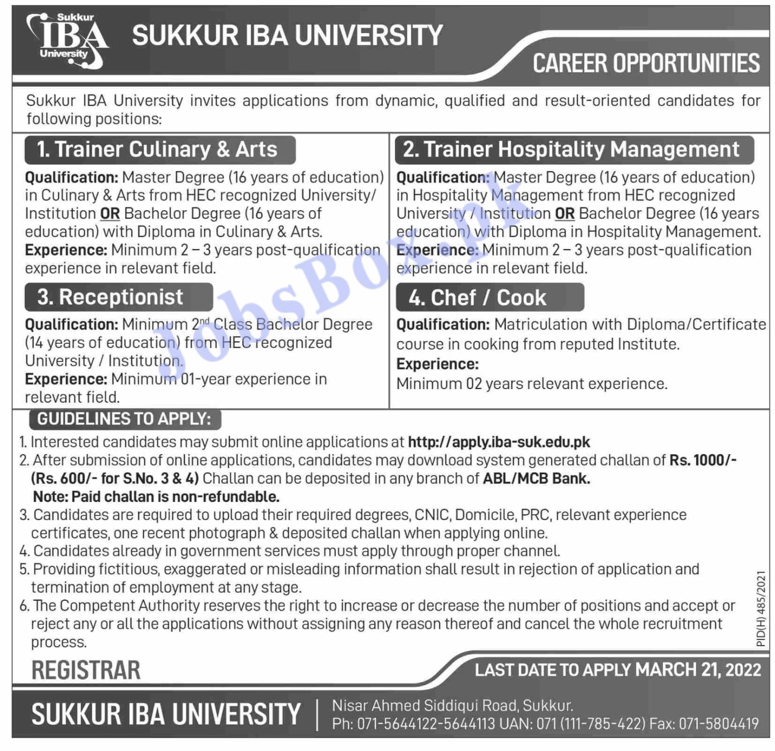 Sukkur IBA University Jobs 2022 Online Apply