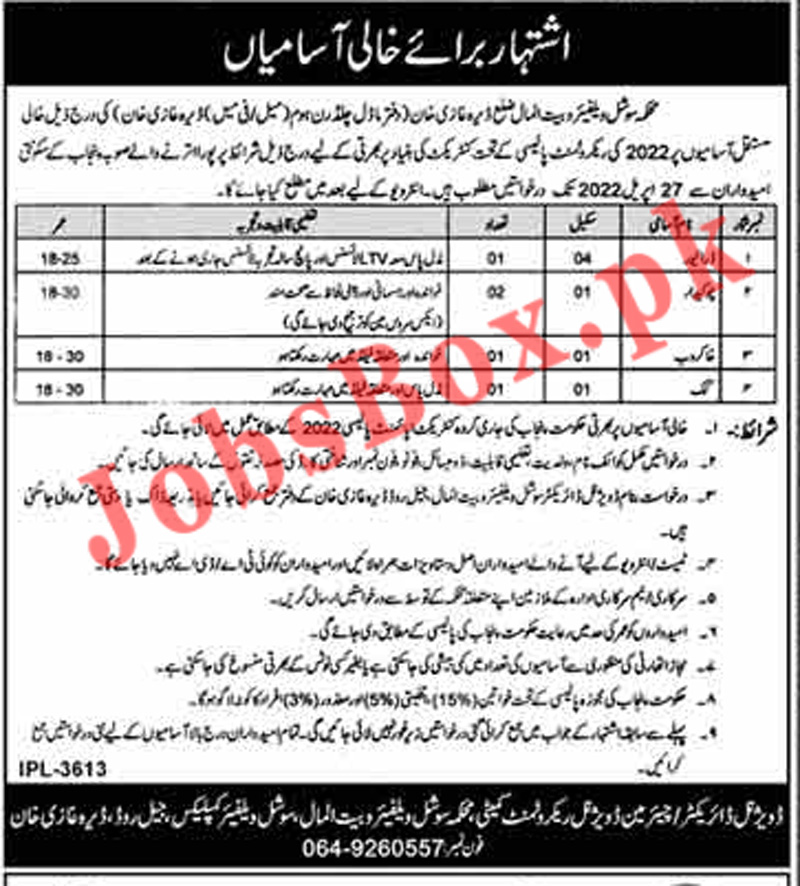 Social Welfare & Bait ul Maal Punjab Jobs 2022