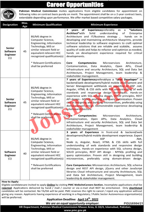 Pakistan Medical Commission PMC Jobs 2022 – www.pmc.gov.pk