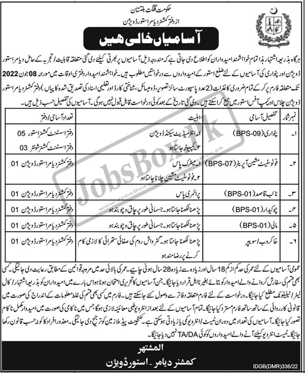 Commissioner Offices Diamer Astore Division Jobs 2022