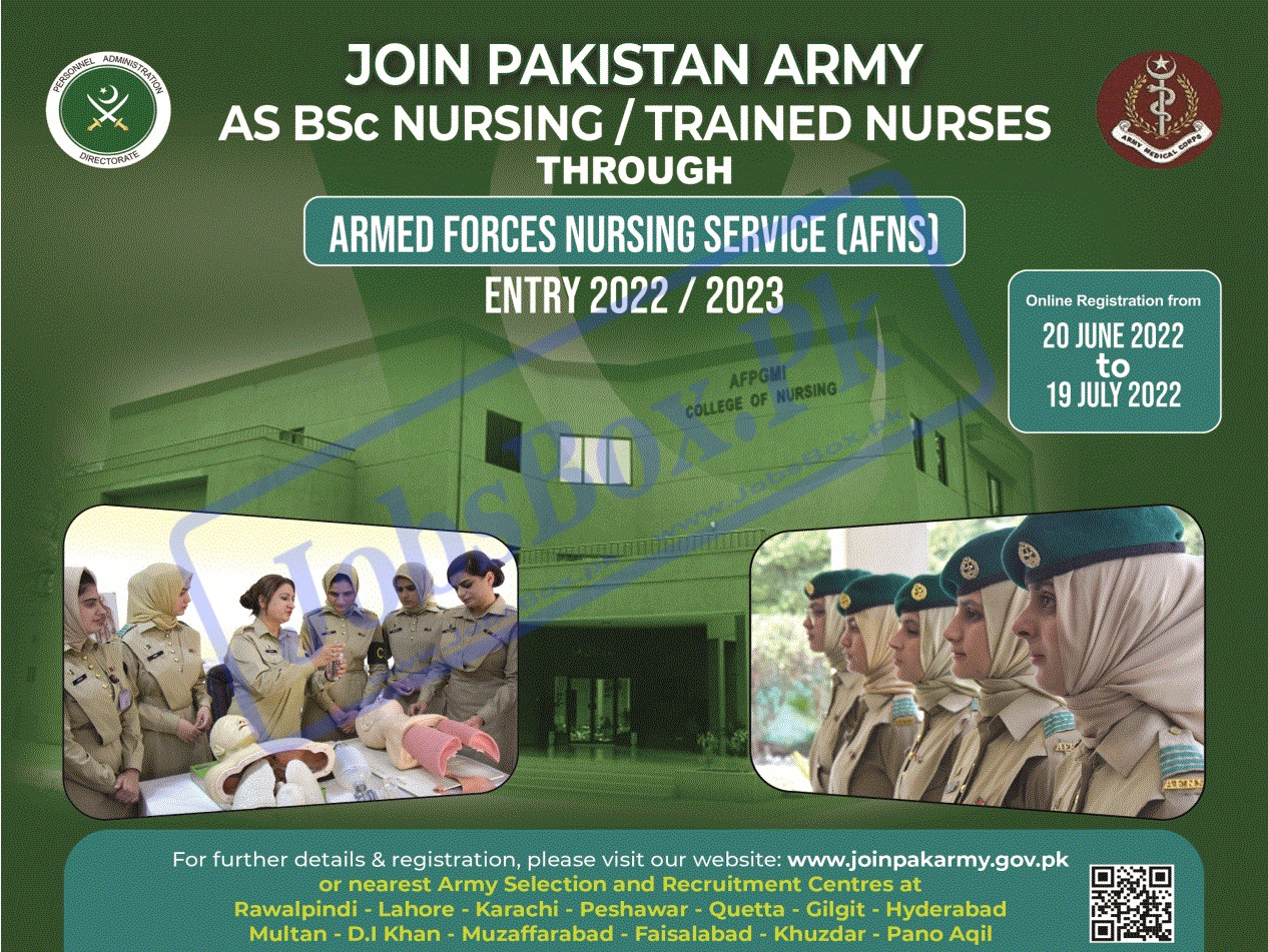 Join Pak Army through AFNS – Pakistan Army Nursing Jobs 2022