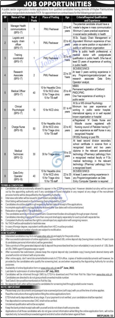 Government Jobs in KPK Public Sector Organization | www.etea.edu.pk