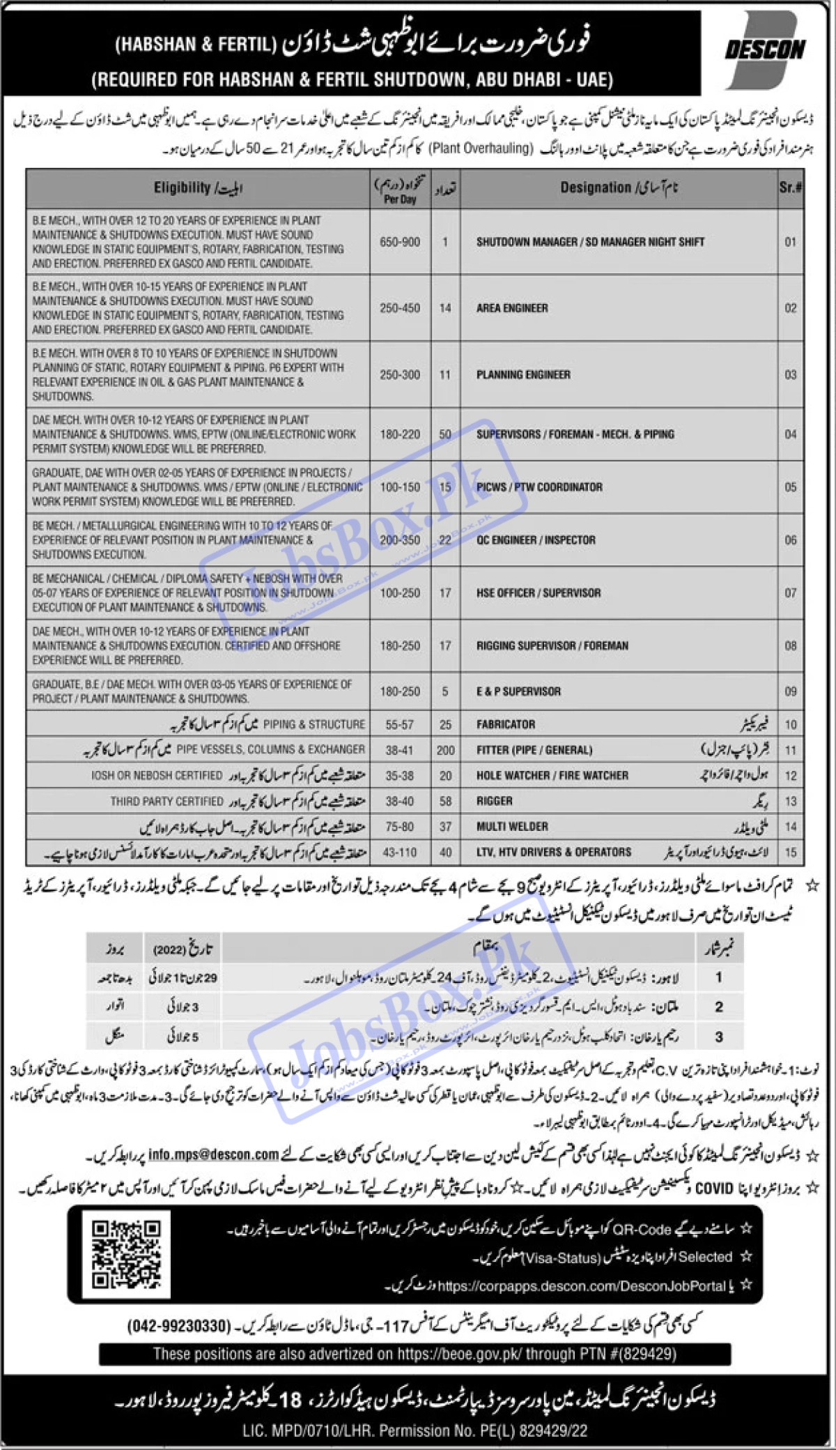 Descon Engineering Limited Jobs 2022 in Abu Dhabi (531 Positions)