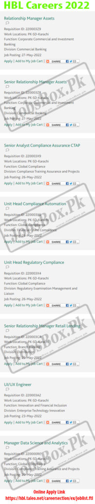 Habib Bank Limited HBL Jobs 2022 Fill Online Form | www.hbl.com