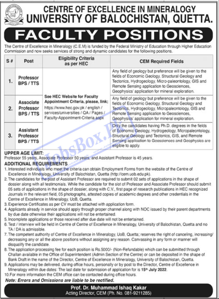 University of Balochistan UOB Jobs 2022 | www.uob.edu.pk
