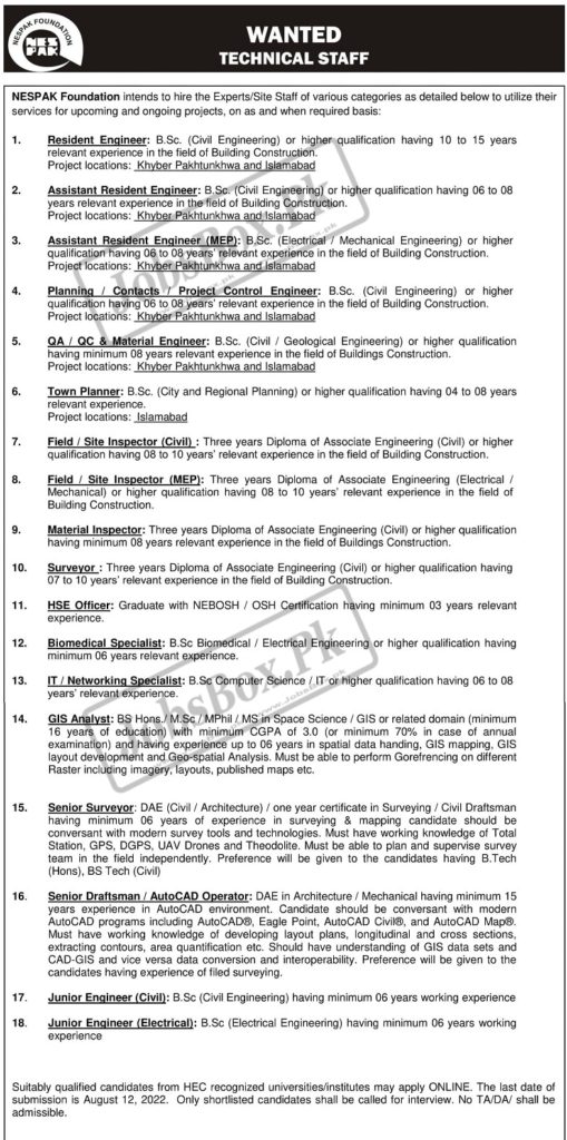 NESPAK Foundation Jobs 2022 Announcement – Online Form