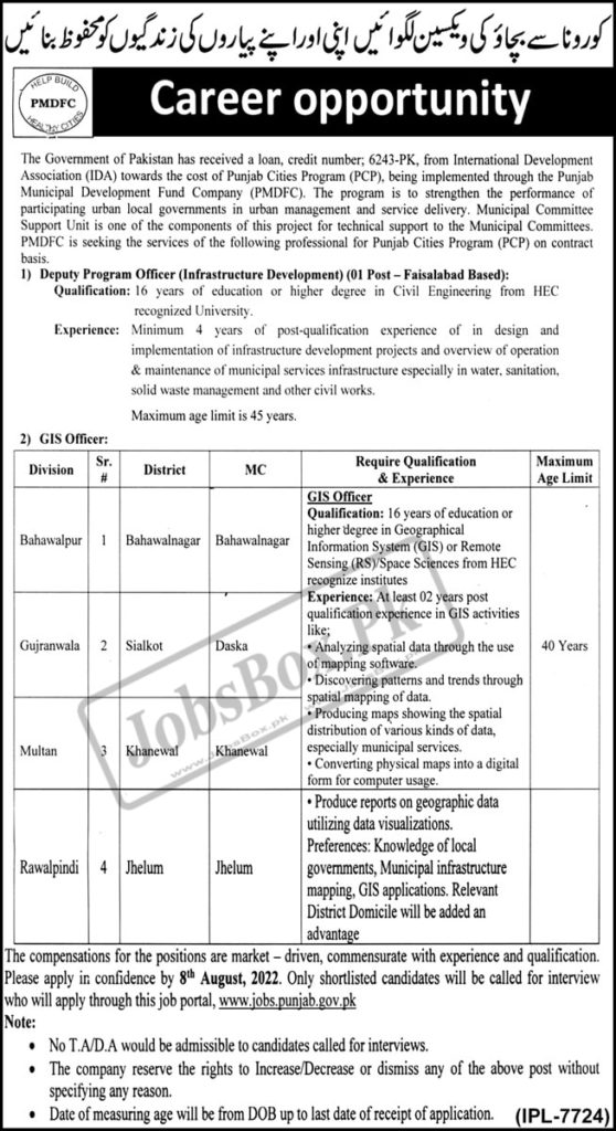 Punjab Municipal Development Fund Company PMDFC Jobs 2022