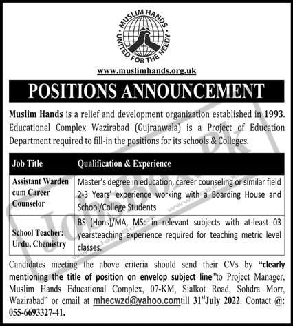 Muslim Hands Pakistan Jobs 2022 | Jobs.muslimhands.org.pk